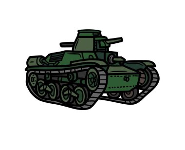 Tank aracının yakın çekim vektörü çizim tankeri nakliye askeri savaş patlayıcı makine teknolojisi top grafikleri.