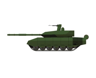Tank aracının yakın çekim vektörü çizim tankeri nakliye askeri savaş patlayıcı makine teknolojisi top grafikleri.