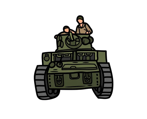 Tank Aracının Yakın Çekim Vektörü Çizim Tankeri Nakliye Askeri Savaş — Stok Vektör
