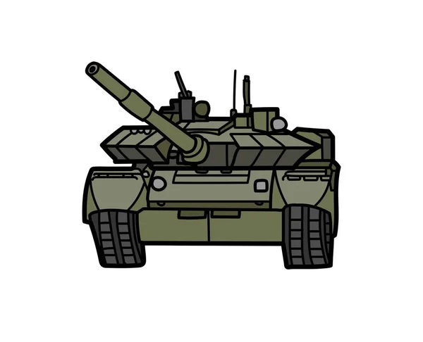 Tank Vehicle Closeup Vector Drawing Illustration Tanker Transportation Military War — Stock Vector