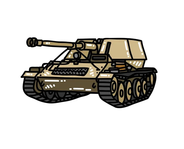 Czołg Pojazd Zbliżenie Wektor Rysunek Ilustracja Tankowiec Transport Wojskowy Wojna — Wektor stockowy