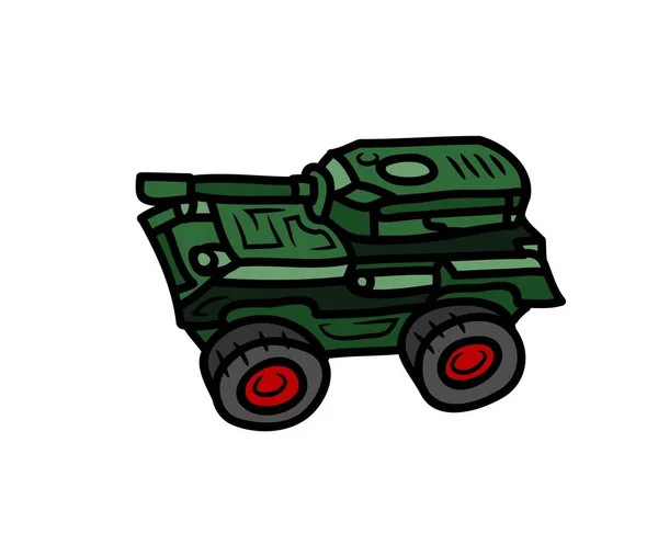 Vehículo Cisterna Primer Plano Vector Dibujo Ilustración Transporte Petrolero Guerra — Vector de stock