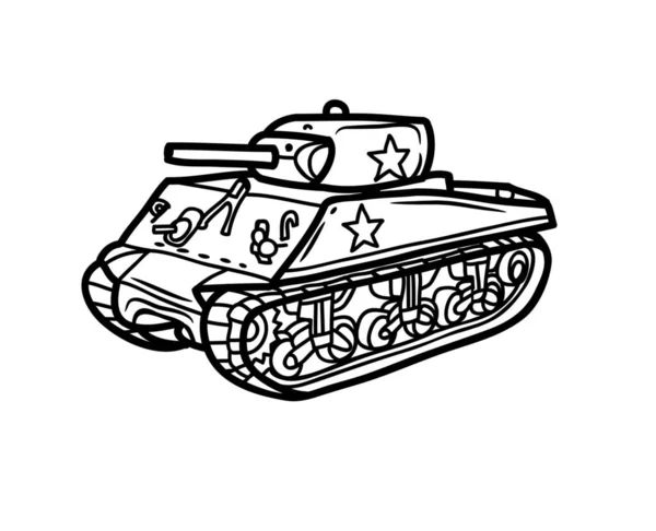 Tank Vehicle Closeup Vector Drawing Illustration Tanker Transportation Military War — Stock Vector