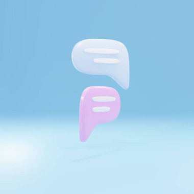 Minimum pembe ve mavi sohbet balonu. Sosyal medya iletileri konsepti.