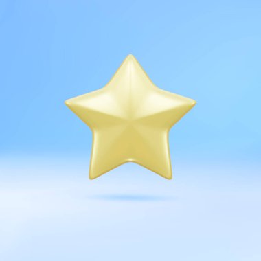 Mavi arkaplanda 3D sarı yıldız.