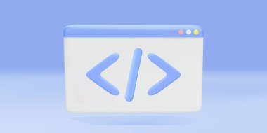 3D Web Geliştirme konsepti. Web sitesi kodlaması, Web sayfası.