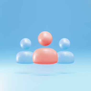 3d kullanıcı grup simgesi mavi arkaplanda izole edildi. Bir grup insan ikonu. İş avatarı simgesi kullanıcı profili simgesi simgesi.