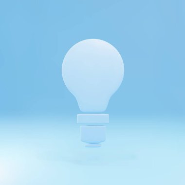 Mavi arkaplanda 3d yaratıcı mavi ampul.