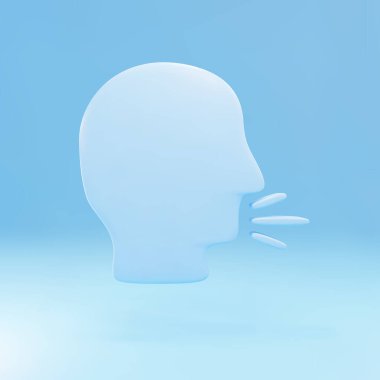 3d Mavi Adam mavi arkaplanda izole edilmiş bir simge haykır.