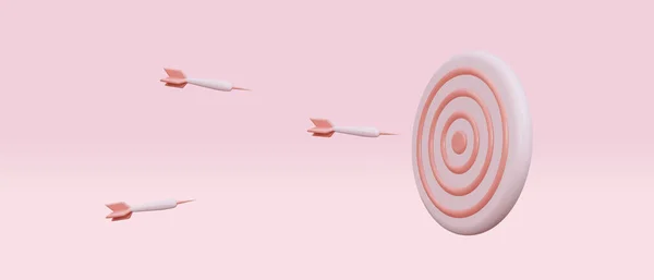 现实3D设计粉红靶和箭 — 图库矢量图片