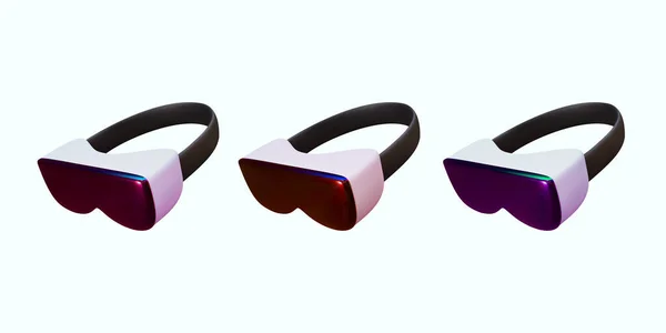Uppsättning Virtual Reality Glasögon Virtual Reality Hjälm Futuristiska Glasögon Glas — Stock vektor