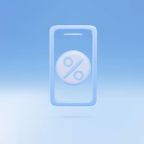 Blue Phone Percent Discount Icon Isolated Blue Background — Vector de stock