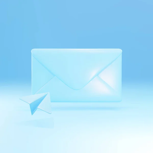 Ícone Envelope Correio Azul Com Plano Papel Isolado Fundo Azul —  Vetores de Stock