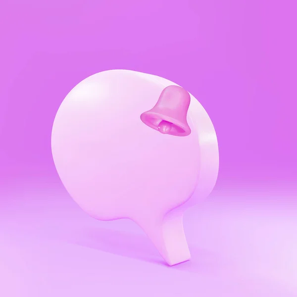 3D具有通知图标的粉色语音泡沫 粉红背景的孤立物 — 图库矢量图片