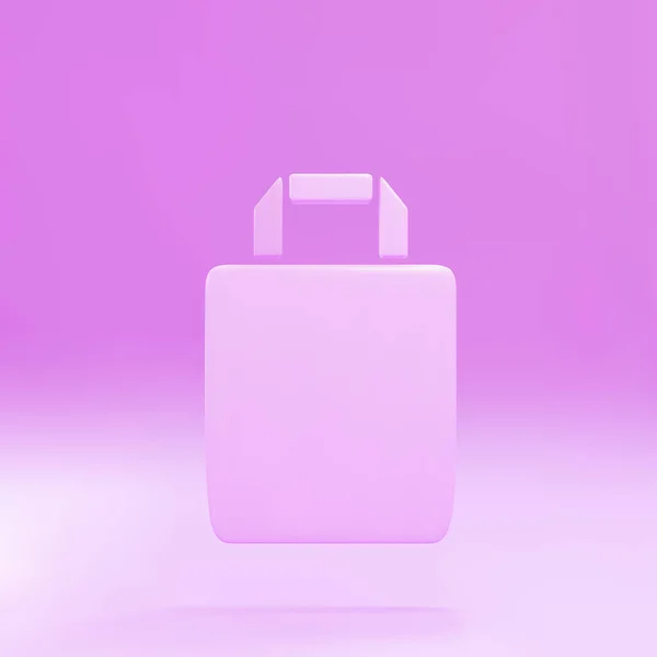 Pink Shopping Bag Pictogram Geïsoleerd Roze Achtergrond Handtas Bord — Stockvector