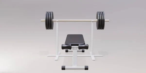 Banc Gym Réaliste Haltère Sur Support Blanc Isolé Sur Fond — Image vectorielle