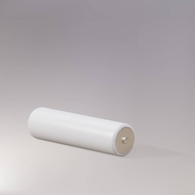3d Realistic white AA Type Battery. Battery Accumulator for vaping on a grey background.