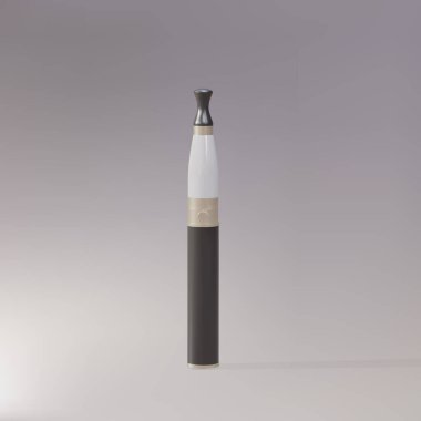 Gri arka planda buharlaştırma için cam kartuşlarda 3D konsantre THC CBD yağı.