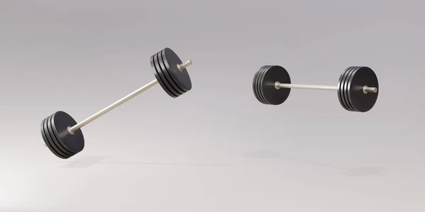 Two Realistic Barbell Isolated Gray Background — Wektor stockowy