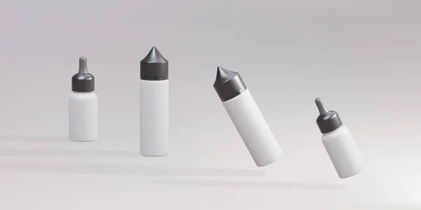Set Liquid Plastic Bottle Packaging Vaping Realistic Mockup — Vettoriale Stock