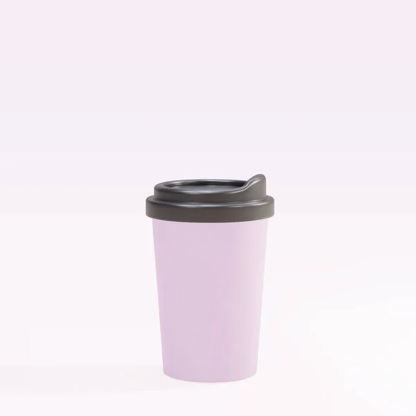Lilac Paper Coffee Cup Pink Background — Stock vektor