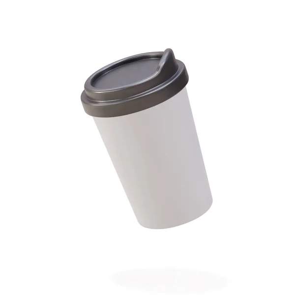 Grey Paper Coffee Cup White Background — Stockvektor