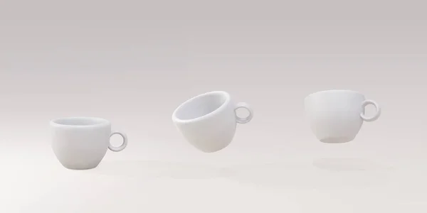 Set White Cups Grey Background — стоковый вектор