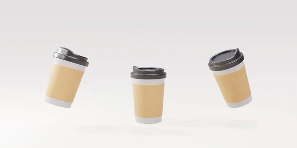 Set Paper Coffee Cups White Background — Vetor de Stock