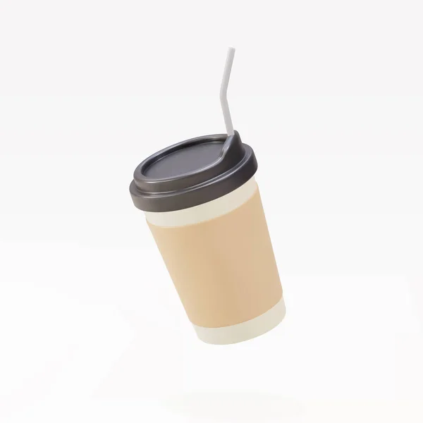 Paper Coffee Cup Straw White Background — Image vectorielle