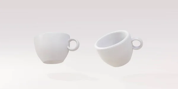 Two White Cups Grey Background — Image vectorielle