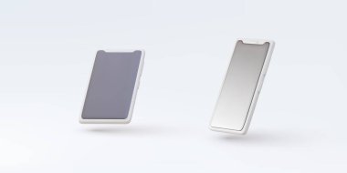 Sunum ve reklam şablonu için 3D iki gerçekçi akıllı telefon. 
