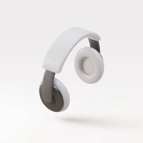 Casque Réaliste Blanc Isolé Sur Fond Blanc Technologie Des Appareils — Image vectorielle