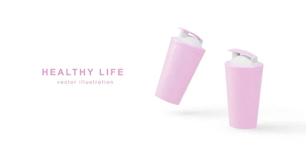 Realistisch Sport Roze Shakers Geïsoleerd Voor Witte Achtergrond — Stockvector
