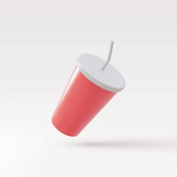 Tasse Jetable Rouge Réaliste Pour Les Boissons Avec Paille — Image vectorielle