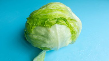 Mavi arka planda taze yeşil lahana