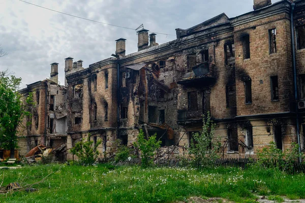 Cidade Militar Gostomel Perto Kiev Foi Destruída Por Invasores Russos — Fotografia de Stock
