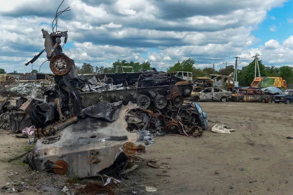 Cidade Bucha Perto Kiev Foi Destruída Por Invasores Russos Imagens — Fotografia de Stock