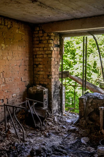 Ciudad Bucha Cerca Kiev Sido Destruida Por Los Invasores Rusos — Foto de Stock