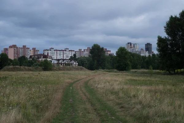 Kyiv Kyiv Regionukraine 2022 Troyeshchyna Area Overlooking Church Beach Park — Stockfoto