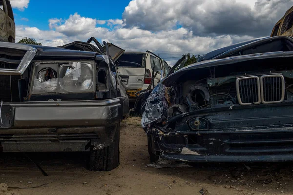 Busha Kiev Region Ukraine 2022 Selection Cars Motorbikes Shot Burnt — Stock Photo, Image