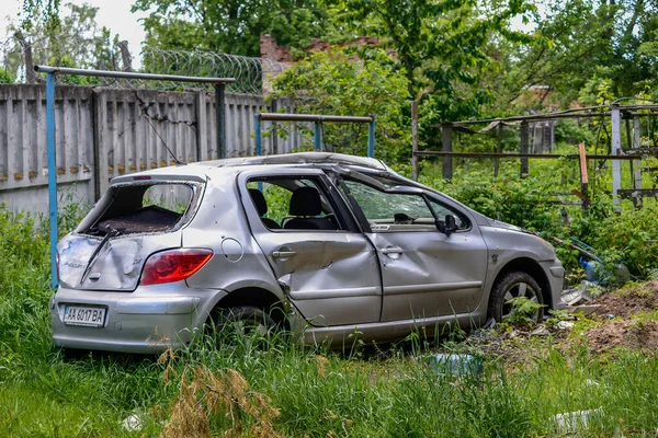Busha Kiev Region Ukraine 2022 Selection Cars Motorbikes Shot Burnt — Stock Photo, Image