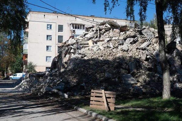 Gostomel Região Kiev Ucrânia Setembro 2022 Cidade Arruinada Como Resultado — Fotografia de Stock