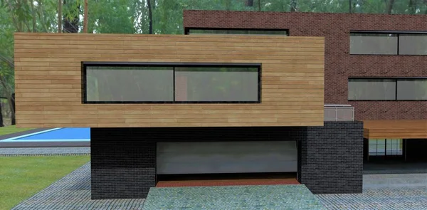 Entrance Garage Country House Located Forest Suburbs Montreal Modern Wooden — Photo