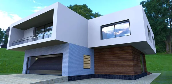 Amazing Combination Compact Design Functionality Exclusive Design Country House Garage — Fotografia de Stock