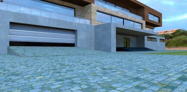 Exclusive Project Luxurious Country House Blind Area Made Natural Granite — 스톡 사진