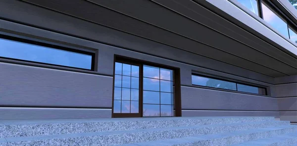 Stunning Futuristic Project Porch Country Private House Sliding Automatic Door — Φωτογραφία Αρχείου