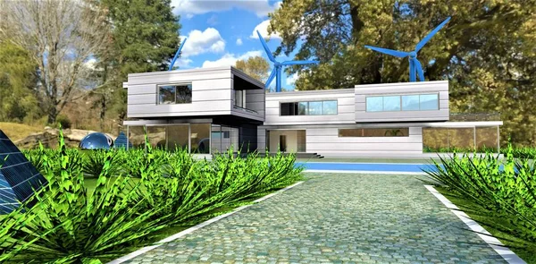 Fantastic Garden Eco Efficient Home Finished Innovative Material Based Composite — Stock Photo, Image