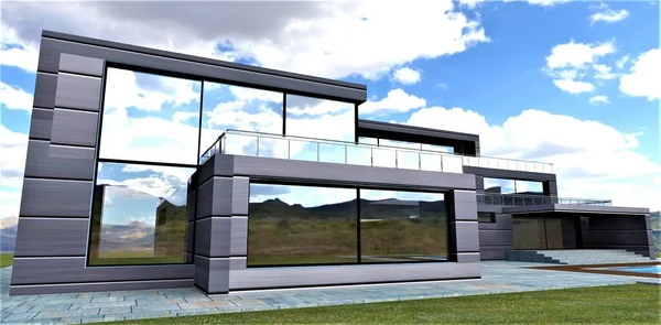 Stunning House Project Non Standard Shape Innovative Composite Based Carbon — Stock Photo, Image