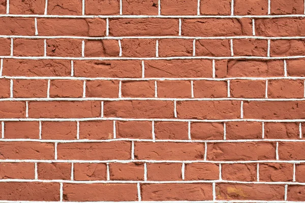 Wall Red Retro Brick White Seams — Stockfoto