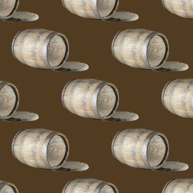 Kahverengi arka planda eski meşe fıçıları olan desen..